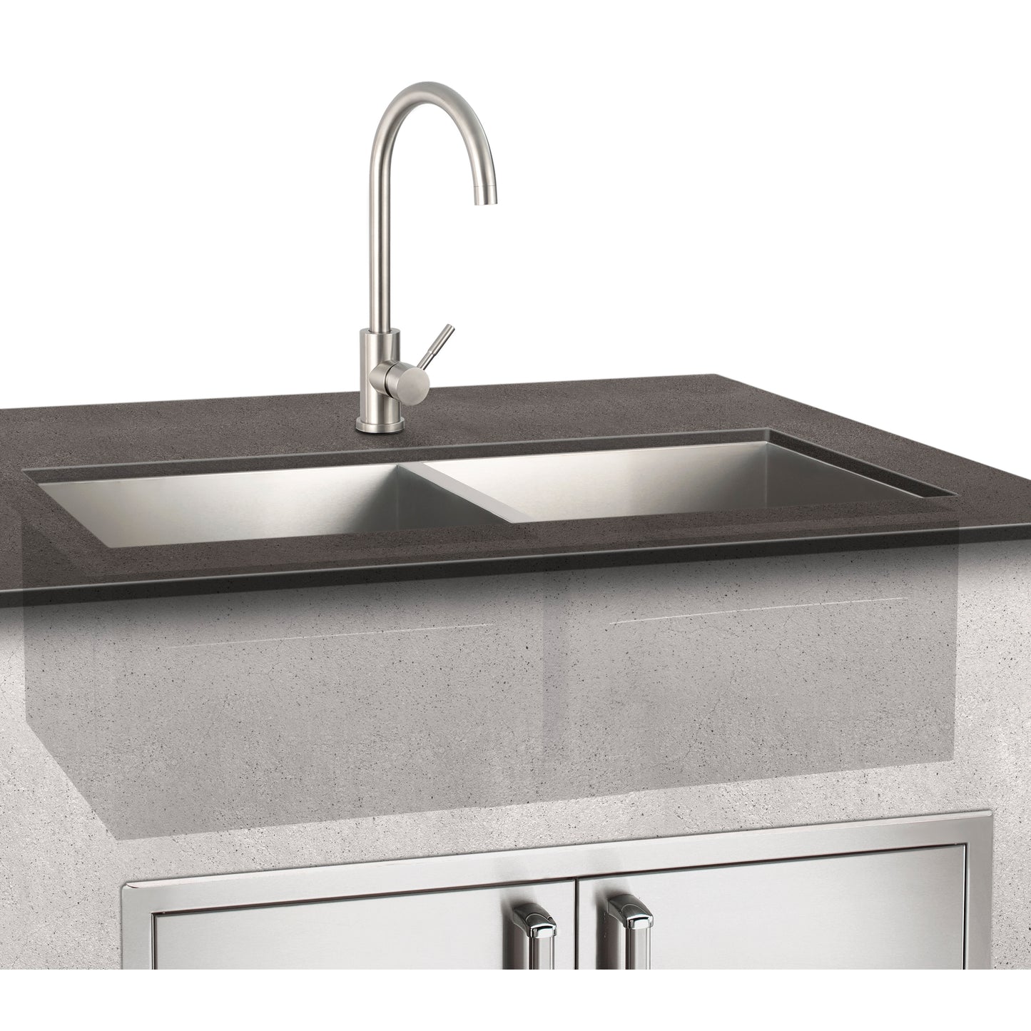 Double Sink and Mixer Faucet