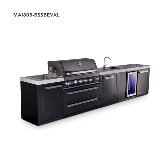 Mont Alpi Black Series Outdoor Grill – Straight + Extra Storage Cabinet · Beverage Center