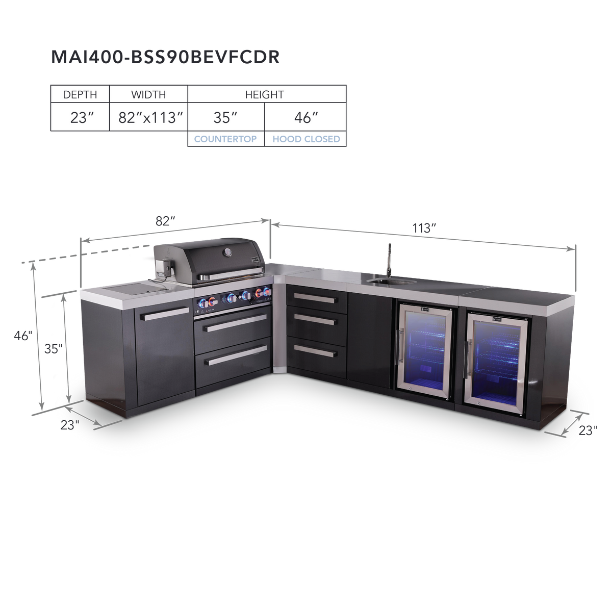 Mont Alpi MAi400-BSS90BEVFCDR dimensions