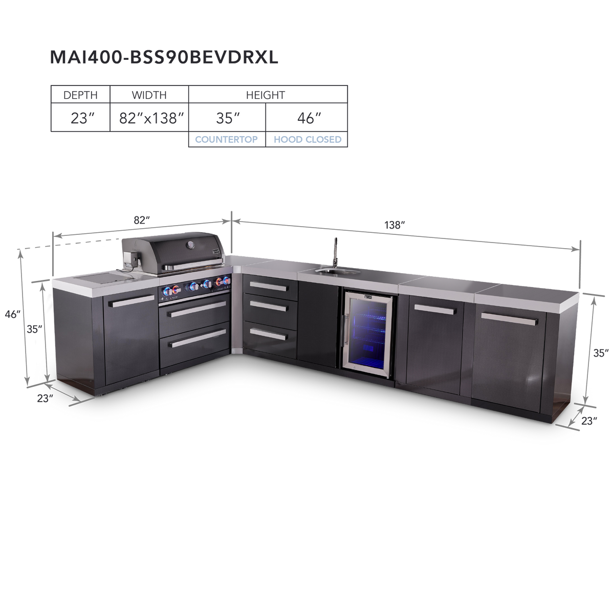 Mont Alpi MAi400-BSS90BEVDRXL dimensions