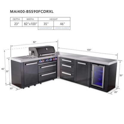 Mont Alpi MAi400-BSS90FCDRXL dimensions