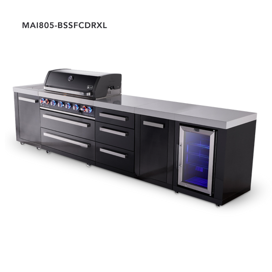 Mont Alpi Black Series Outdoor Grill – Straight + Drawer + Extra Storage Cabinets · Fridge Cabinet