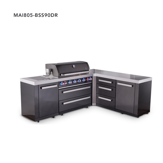 Mont Alpi Black Series L-Shaped Outdoor Grill – L (90° Corner) + Drawer Cabinet · Standard