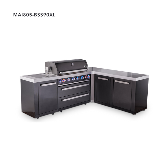 Mont Alpi Black Series L-Shaped Outdoor Grill – L (90° Corner) + Extra Storage Cabinet · Standard