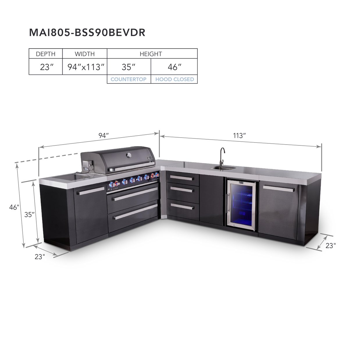 Mont Alpi MAi805-BSS90BEVDR dimensions