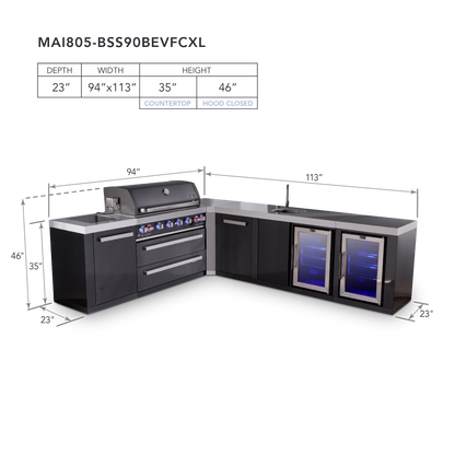 Mont Alpi MAi805-BSS90BEVFCXL dimensions