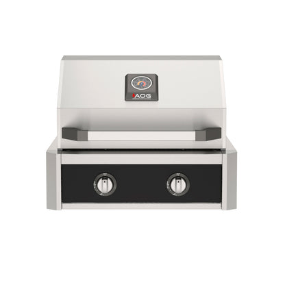 AOG 24" T-Series Built-In Gas Grill with optional Black accent color panel (sold separately)