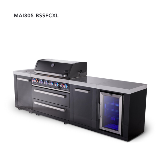 Mont Alpi Black Series Outdoor Grill – Straight + Extra Storage Cabinet · Fridge Cabinet