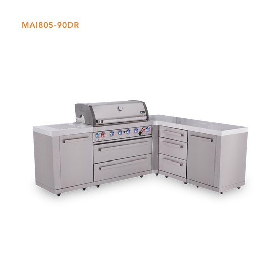 Mont Alpi Original Series L-Shaped Outdoor Grill – L (90° Corner) + Drawer Cabinet · Standard