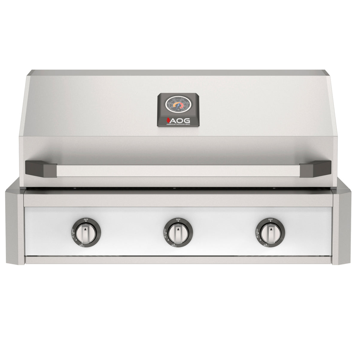 AOG 36" T-Series Built-In Gas Grill with optional White accent color panel (sold separately)