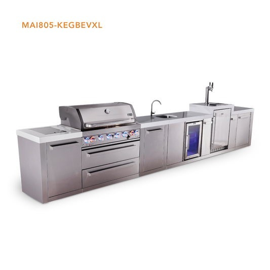 Mont Alpi Original Series Outdoor Grill – Straight + Extra Storage Cabinet · Kegerator + Beverage Center