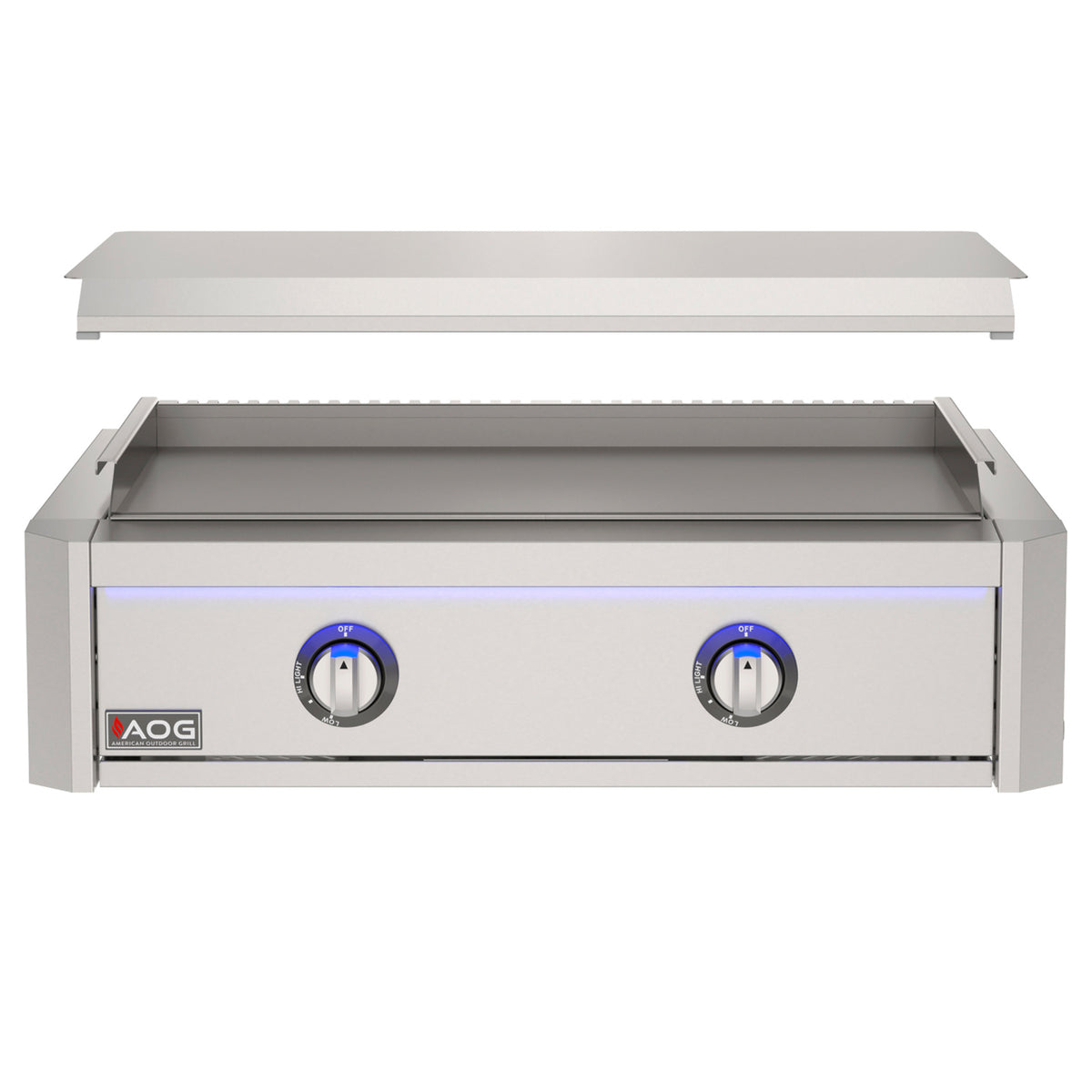 AOG 30" L-Series built-in griddle with cover open