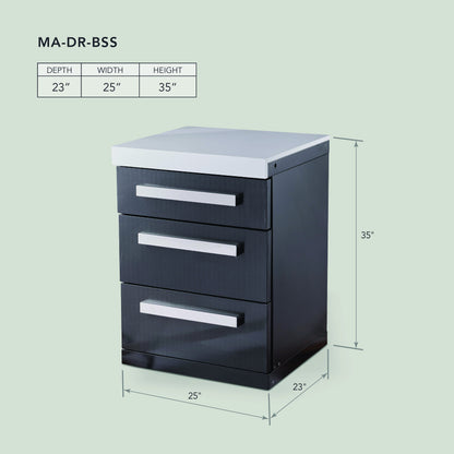 Mont Alpi Black Stainless Steel Extra Drawer Cabinet